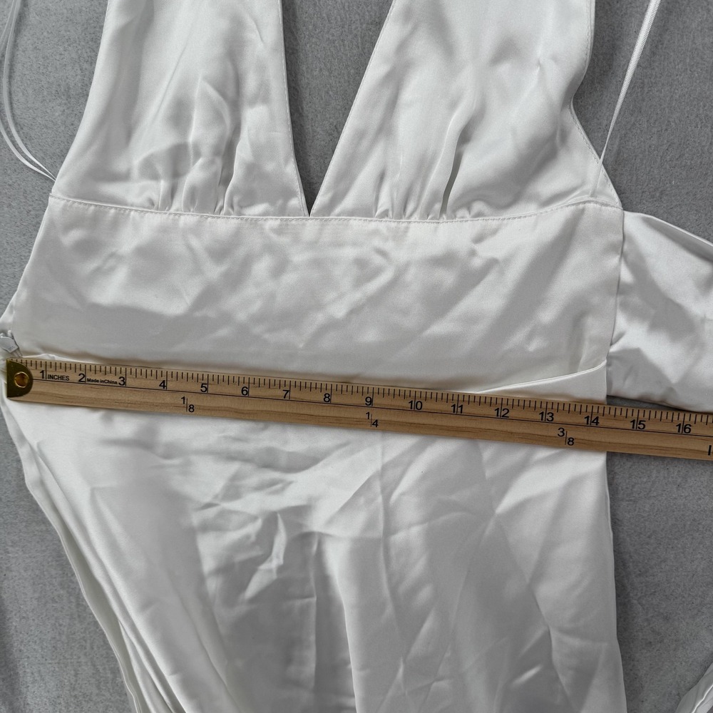 ZARA Dress Womens Small White Satin Halter Mini Back Bow Open Back Party New Tag - Picture 8 of 12